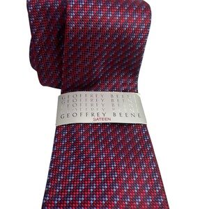 Geoffrey Beene Tie - Burgundy Geometric 100% Silk Necktie Men's Classic NEW NOS